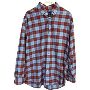 Vineyard Vines by Shep & Ian Whale Long Sleeve Plaid Flannel Shirt Size L